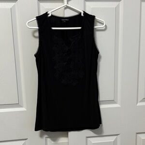 Roz & Ali Black Sleeveless Embroidered Camisole